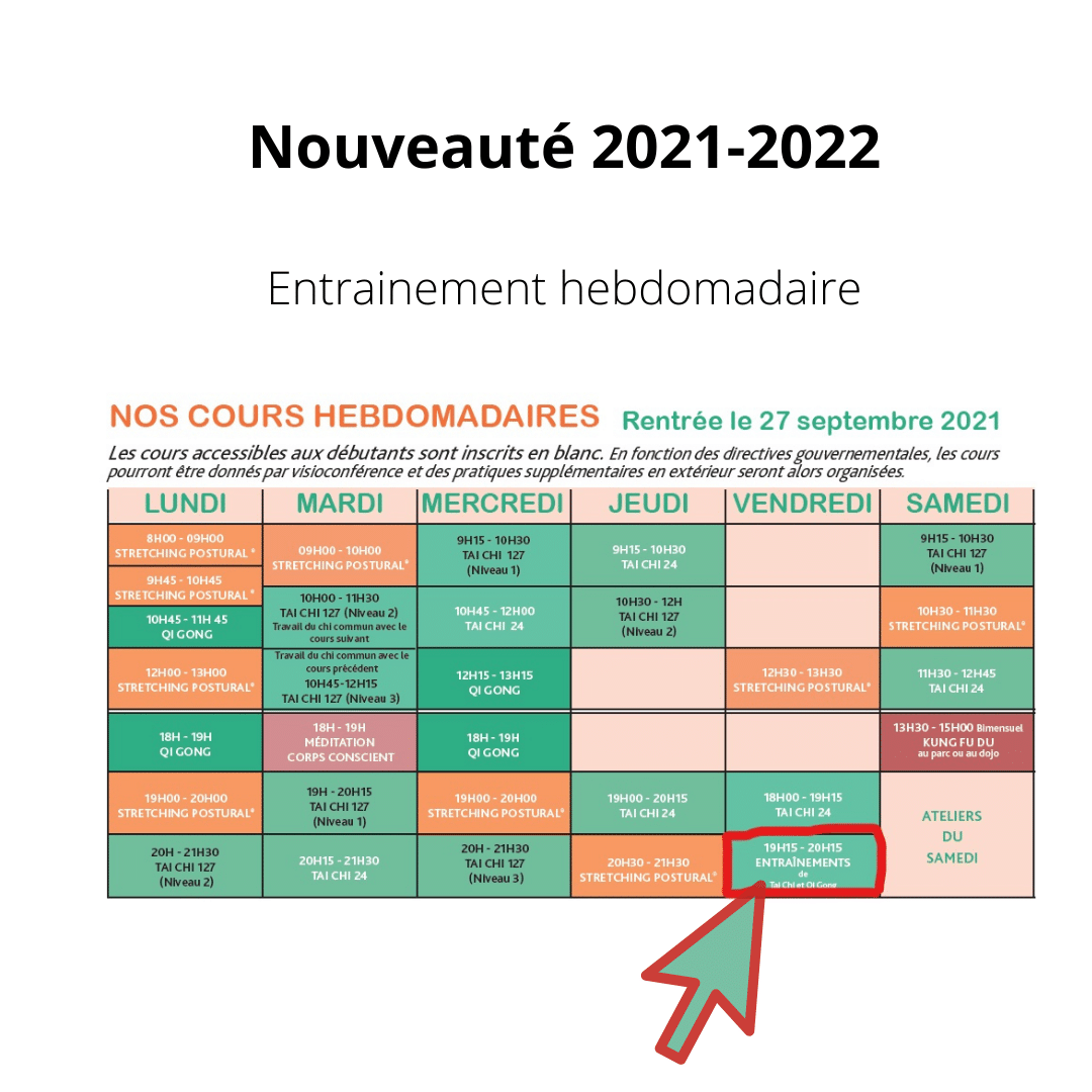 s'entrainer à pratiquer tai chi qi Gong Pratiquer le vendredi à 19h15
