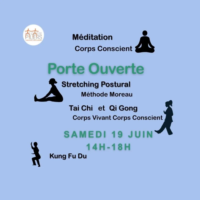 Portes ouvertes Tai chi, qi Gong, Stretching Postural et Kung Fu Du pour goûter avant la rentrée.