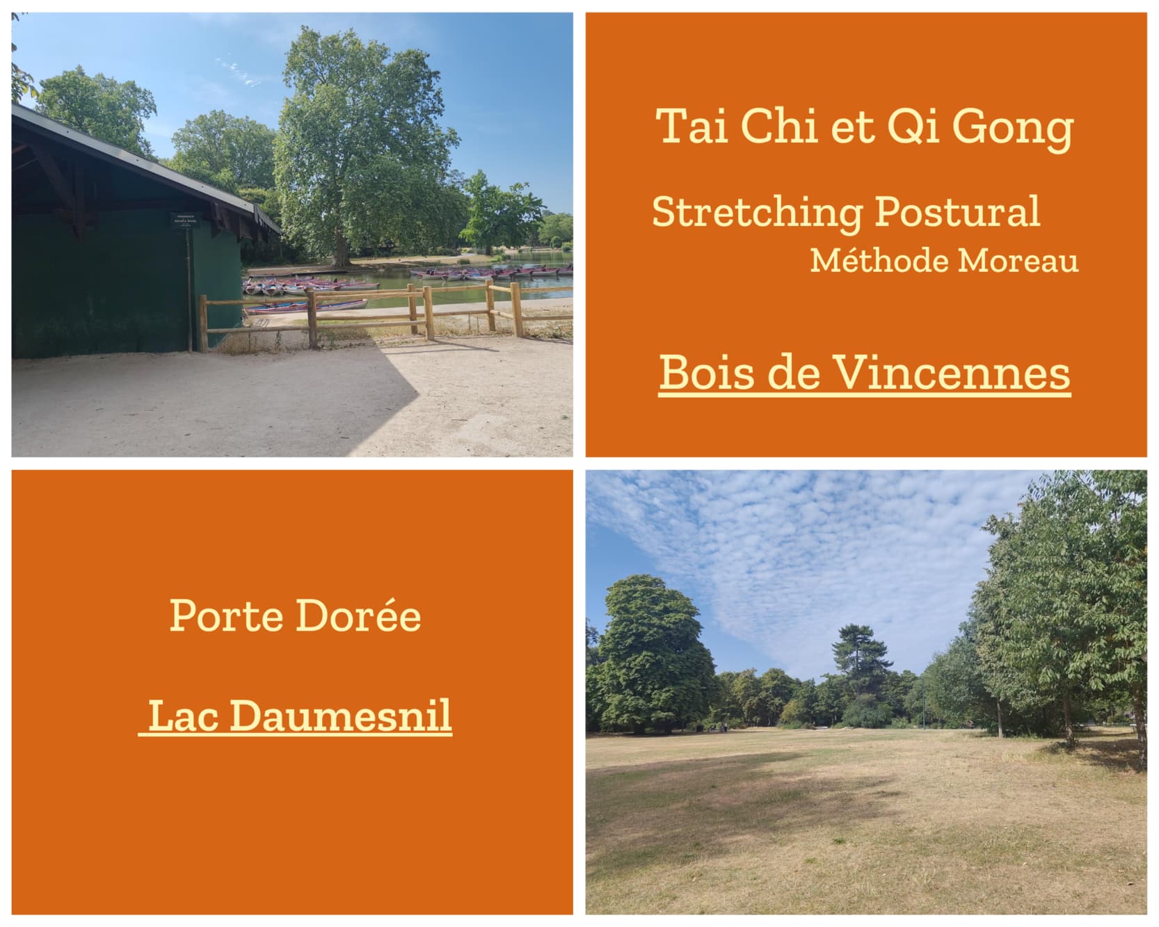Tai Chi Qi Gong et Stretching Postural Méthode Moreau - Porte Dorée Lac Daumesnil bois de Vincennes